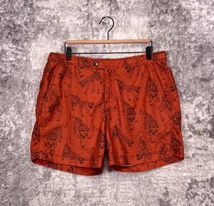 Ted Baker Swim Trunks 4 / Large Mens Orange Tiger Print Shorts